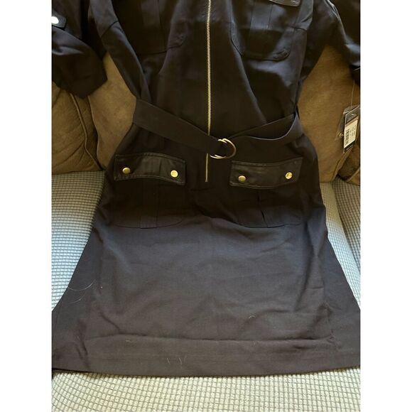 Sharagano Women's Short Sleeve Shirt Dress with Front Pockets. Brown. Size 12 - Picture 10 of 14